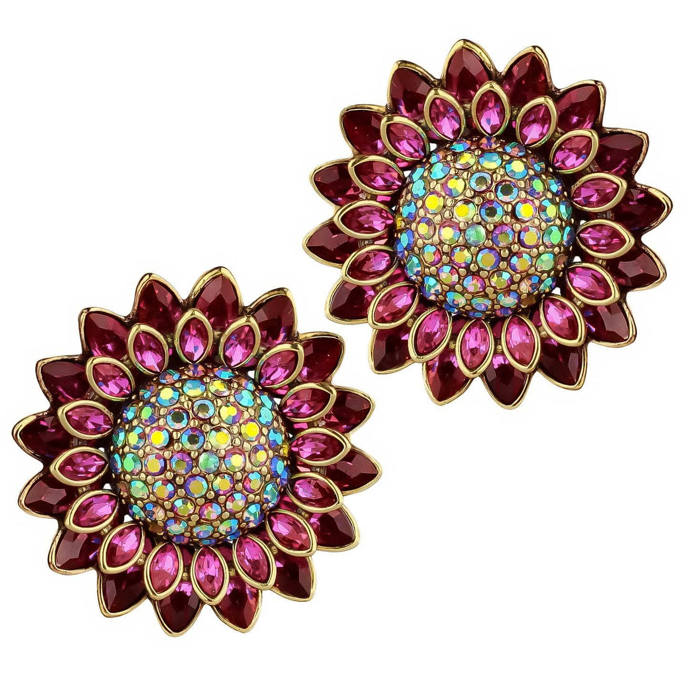 HEIDI DAUS®"Solaris" Crystal Floral Button Earrings