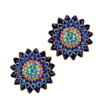 HEIDI DAUS®"Solaris" Crystal Floral Button Earrings