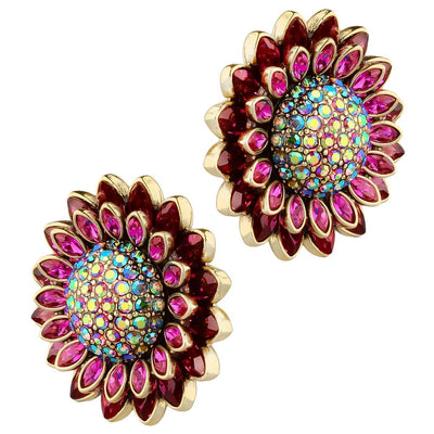 HEIDI DAUS®"Solaris" Crystal Floral Button Earrings