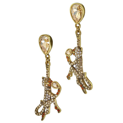 HEIDI DAUS®"No More Monkey Business" Crystal Monkey Dangle Earrings