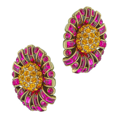 HEIDI DAUS®"Dazzling Dahlia" Crystal Floral Button Earrings