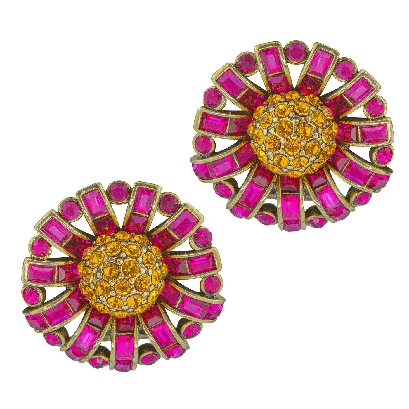 HEIDI DAUS®"Dazzling Dahlia" Crystal Floral Button Earrings