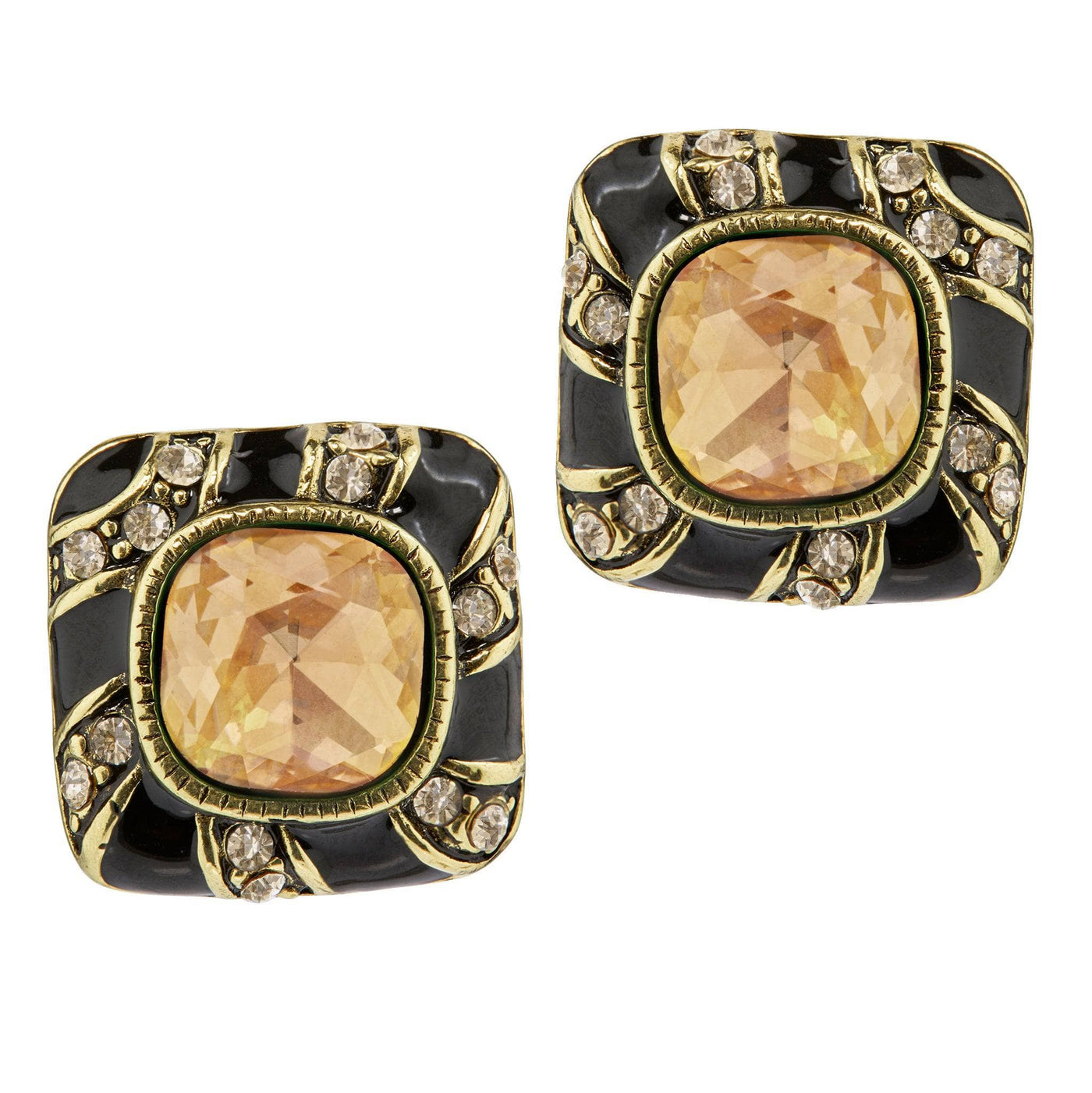 HEIDI DAUS®"Tempting Tigress" Enamel Crystal Button Earrings