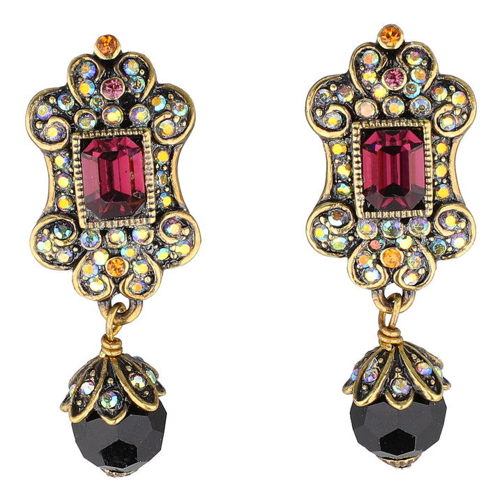 Heidi Daus Faithful Expressions black crystal dangle earrings – view 1