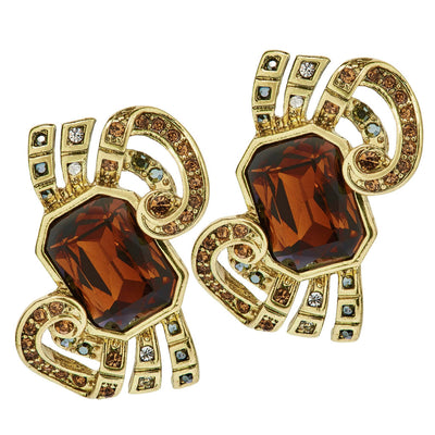HEIDI DAUS®"French Ribbon" Crystal Bow Deco Button Earrings