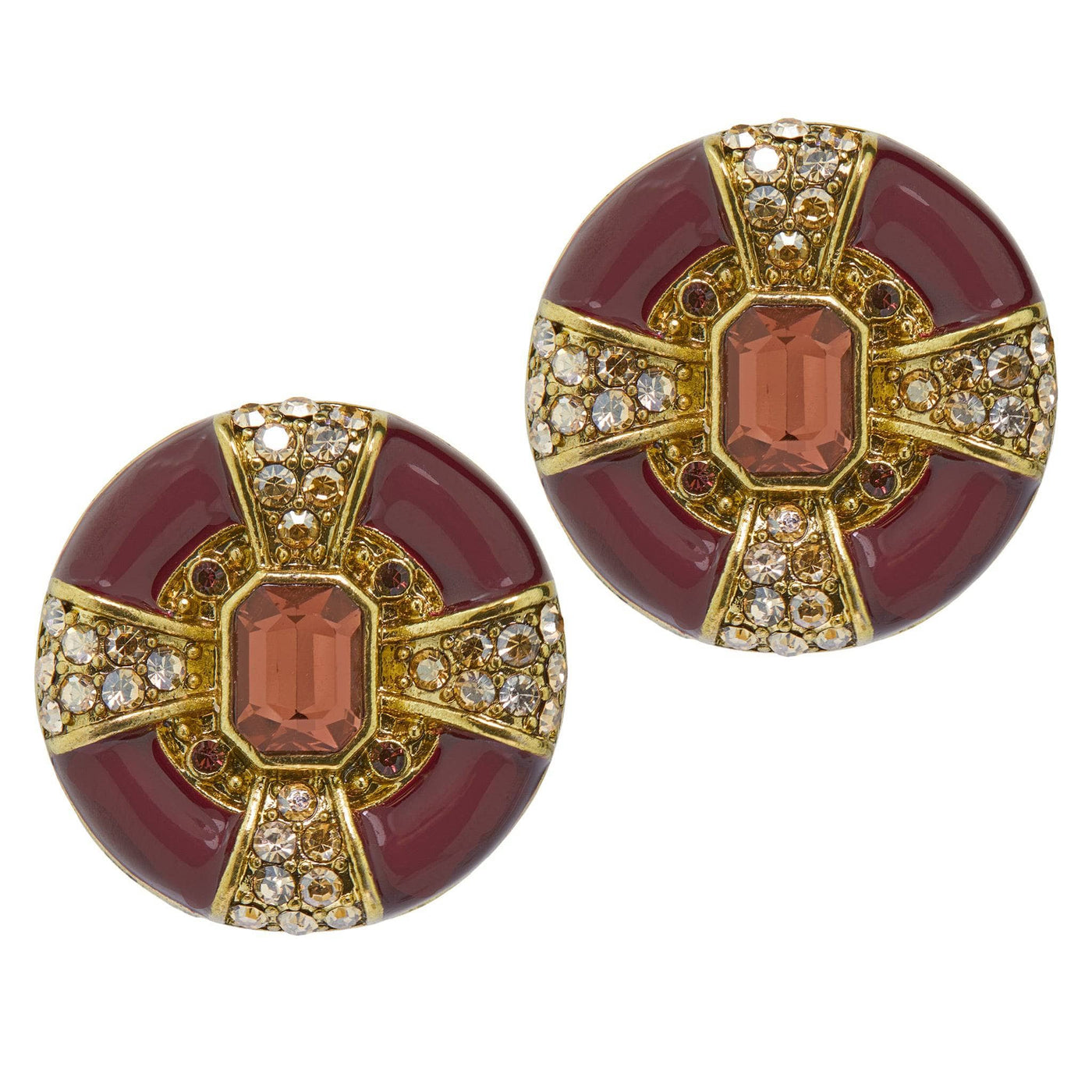HEIDI DAUS® "Newport Chic Grande" Enamel & Crystal Deco Button Earrings