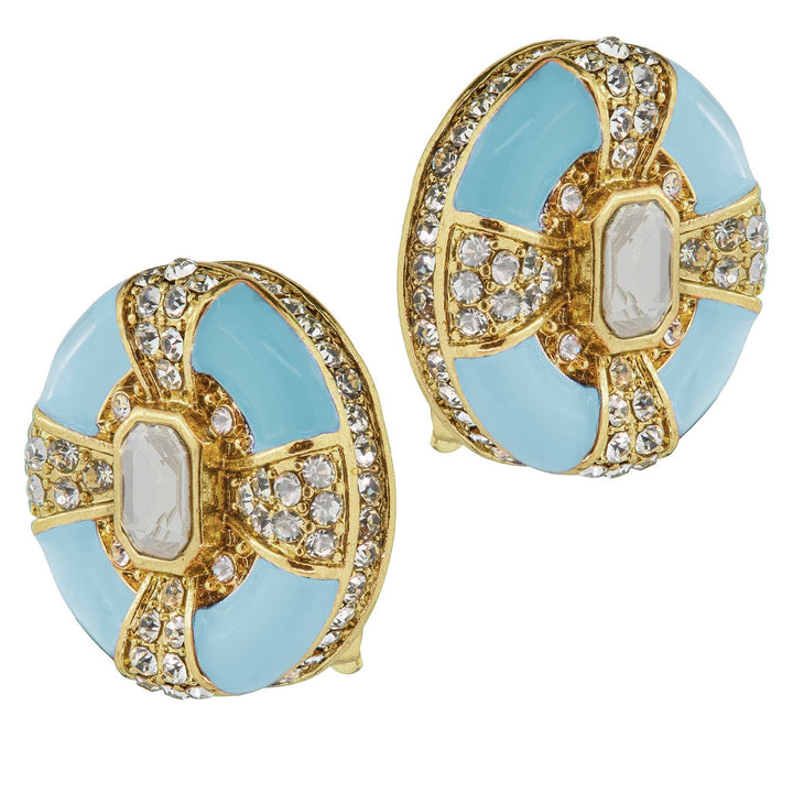 HEIDI DAUS® "Newport Chic Grande" Enamel &amp; Crystal Deco Button Earrings HEIDI DAUS®