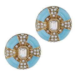 HEIDI DAUS® "Newport Chic Grande" Enamel & Crystal Deco Button Earrings HEIDI DAUS®