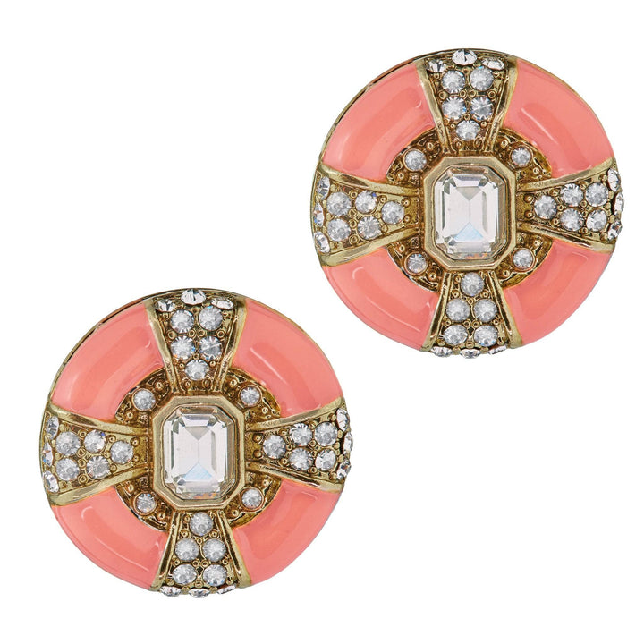 HEIDI DAUS® "Newport Chic Grande" Enamel &amp; Crystal Deco Button Earrings HEIDI DAUS®