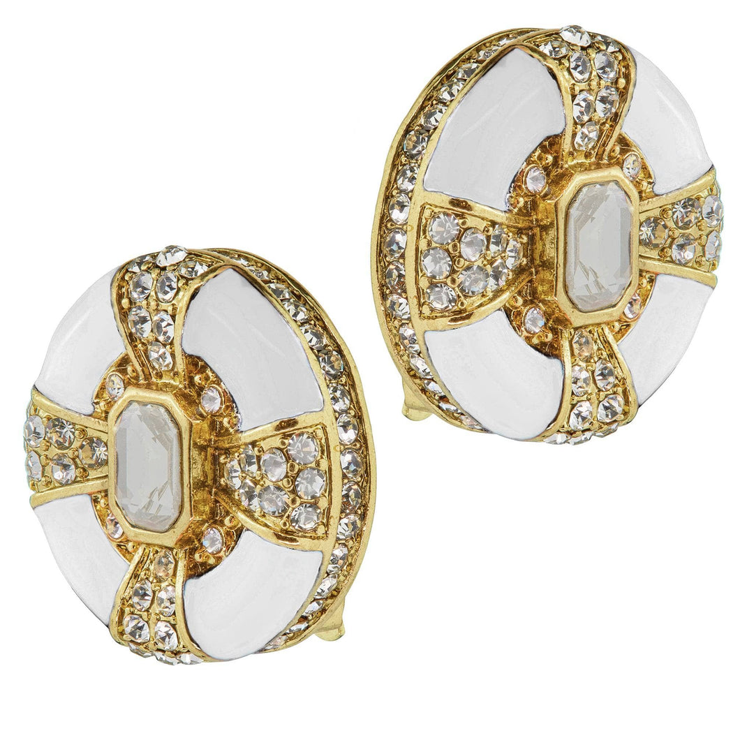 HEIDI DAUS® "Newport Chic Grande" Enamel &amp; Crystal Deco Button Earrings HEIDI DAUS®