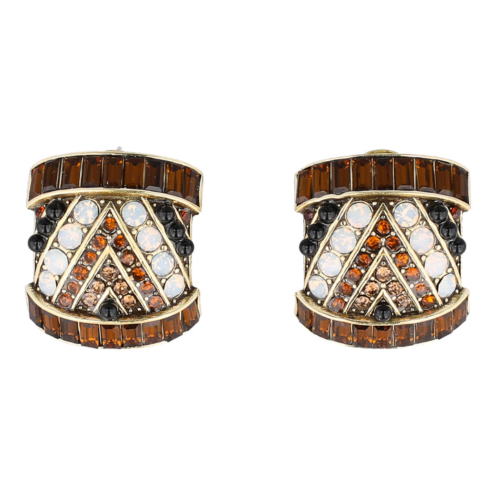 HEIDI DAUS "Unconventional Elegance" Crystal Art Deco Button Earrings
