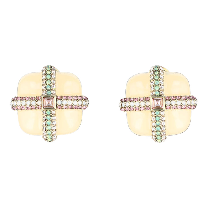 HEIDI DAUS® "South Beach Chic" Crystal & Enamel Art Deco Button Earrings