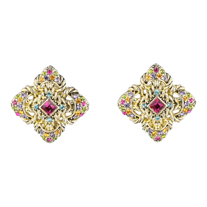 HEIDI DAUS® "Top Brass" Crystal Art Deco Button Earrings
