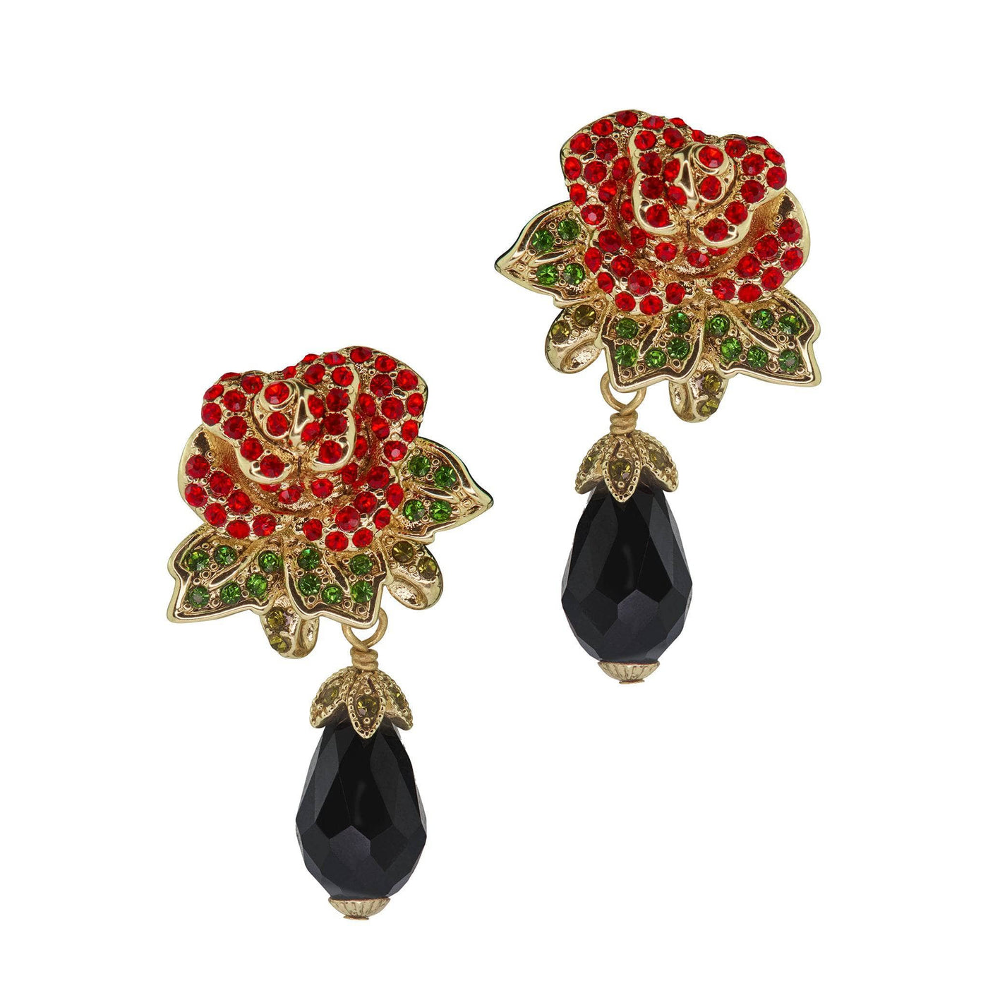 HEIDI DAUS®"Red Queen" Beaded Crystal Heart Floral Dangle Earrings