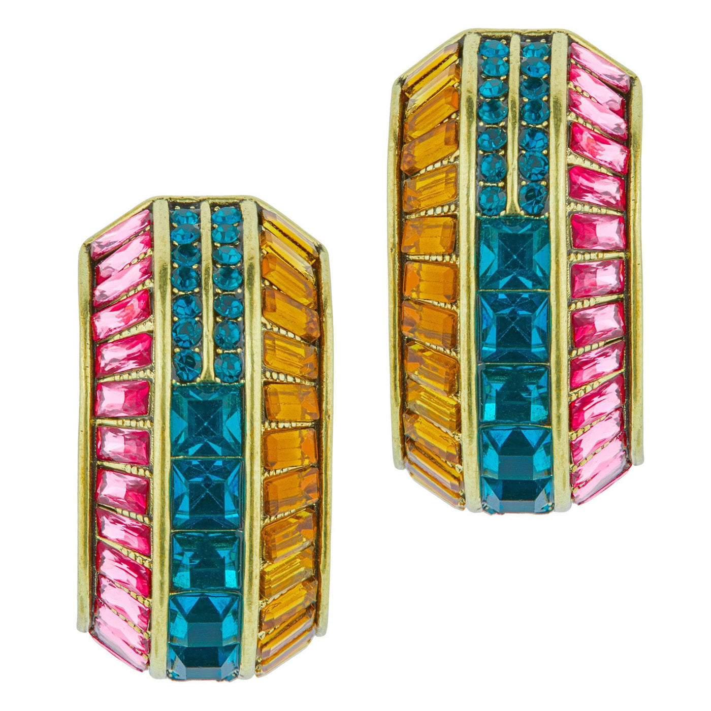 HEIDI DAUS® "Fully Vested" Crystal Art Deco Button Earrings