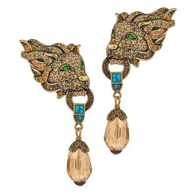 HEIDI DAUS®"Me Wow" Beaded Crystal Lion Dangle Earrings