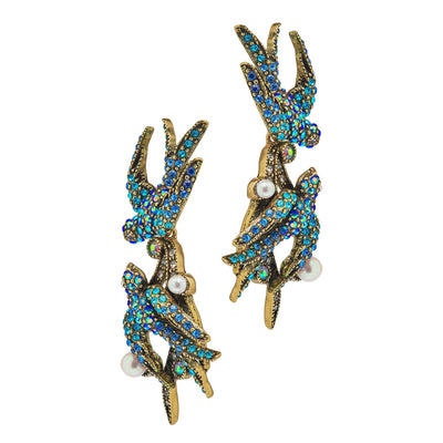 HEIDI DAUS®"Winter Swallows" Beaded Crystal Bird Drop Earrings