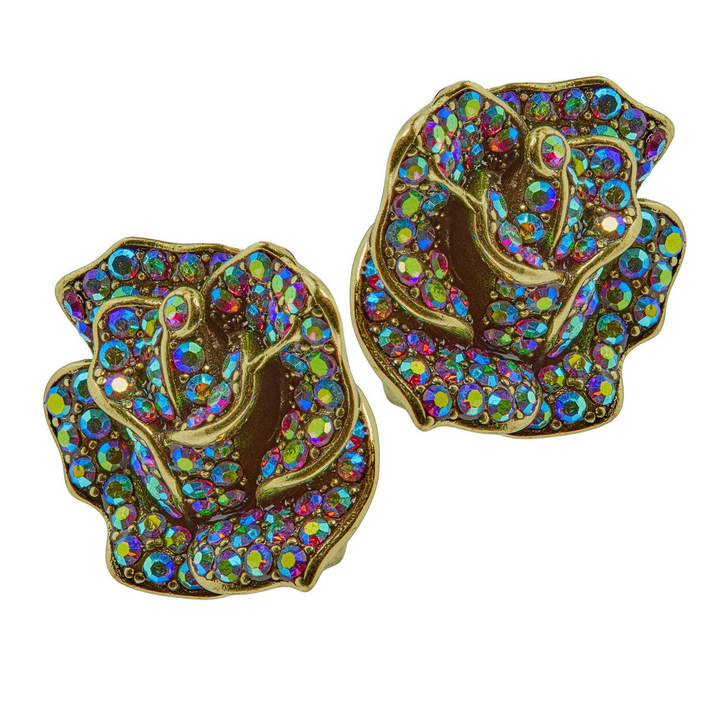 HEIDI DAUS®"Rose Swirl" Crystal Rose Button Earrings