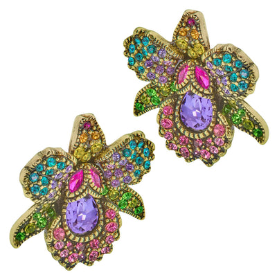 HEIDI DAUS®"Rio Beauty" Crystal Floral Button Earrings