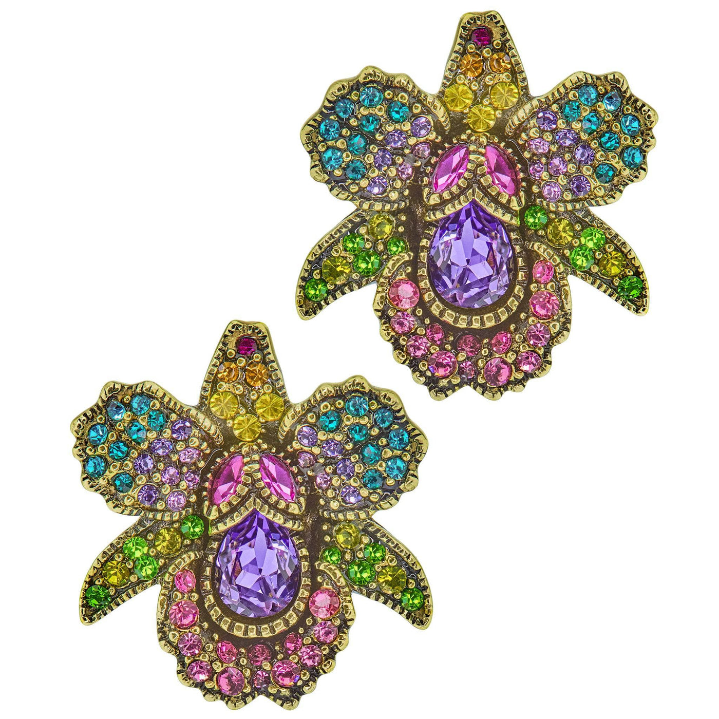 HEIDI DAUS®"Rio Beauty" Crystal Floral Button Earrings