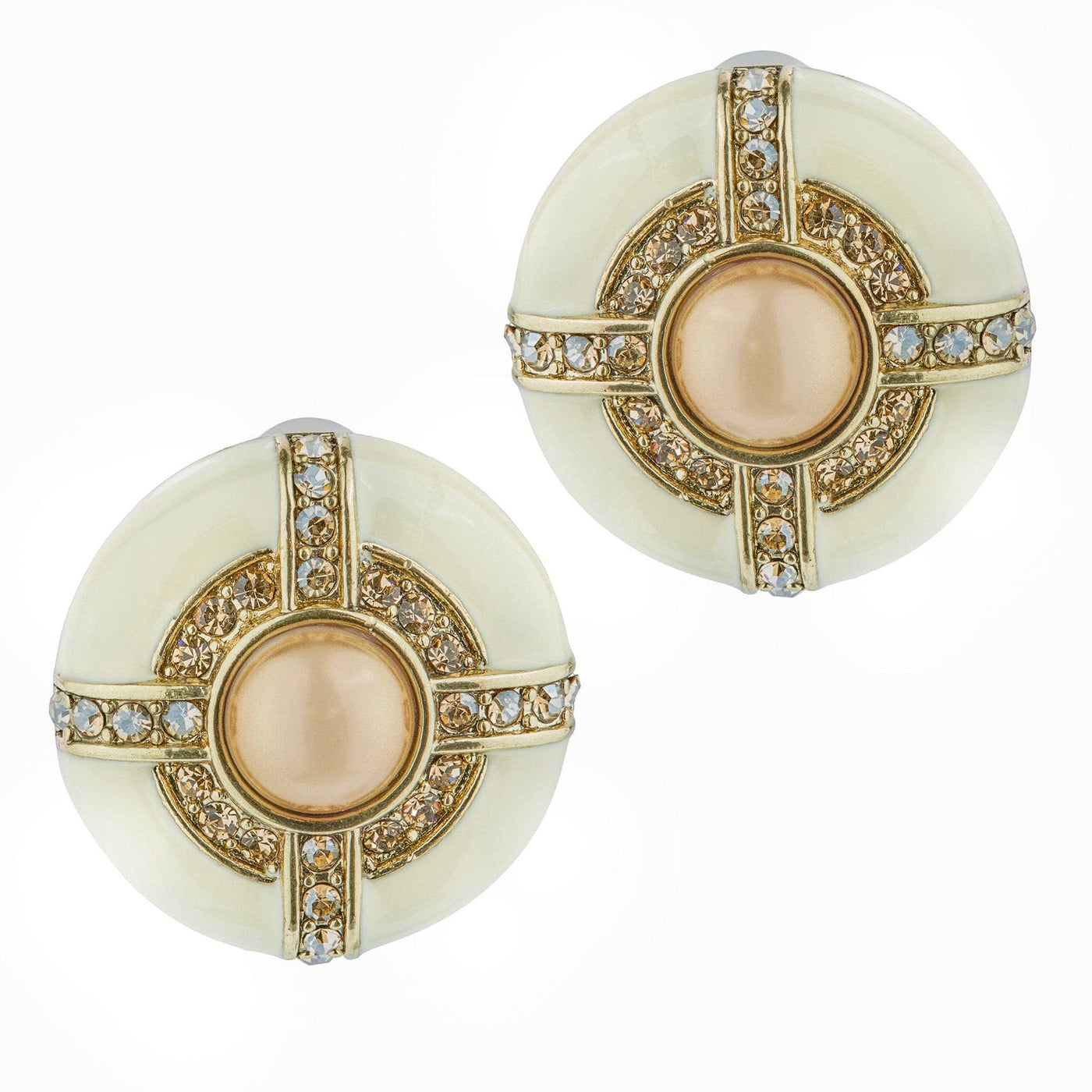 Heidi Daus®"Tres Chic Deluxe" Enamel Crystal Beaded Deco Button Earrings