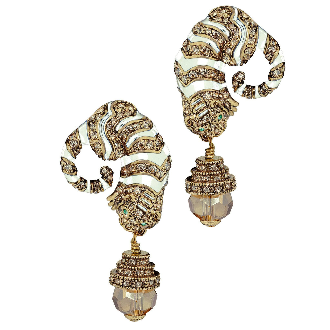 HEIDI DAUS® "Feline Fabulous" Beaded Enamel Crystal Tiger Drop Earrings