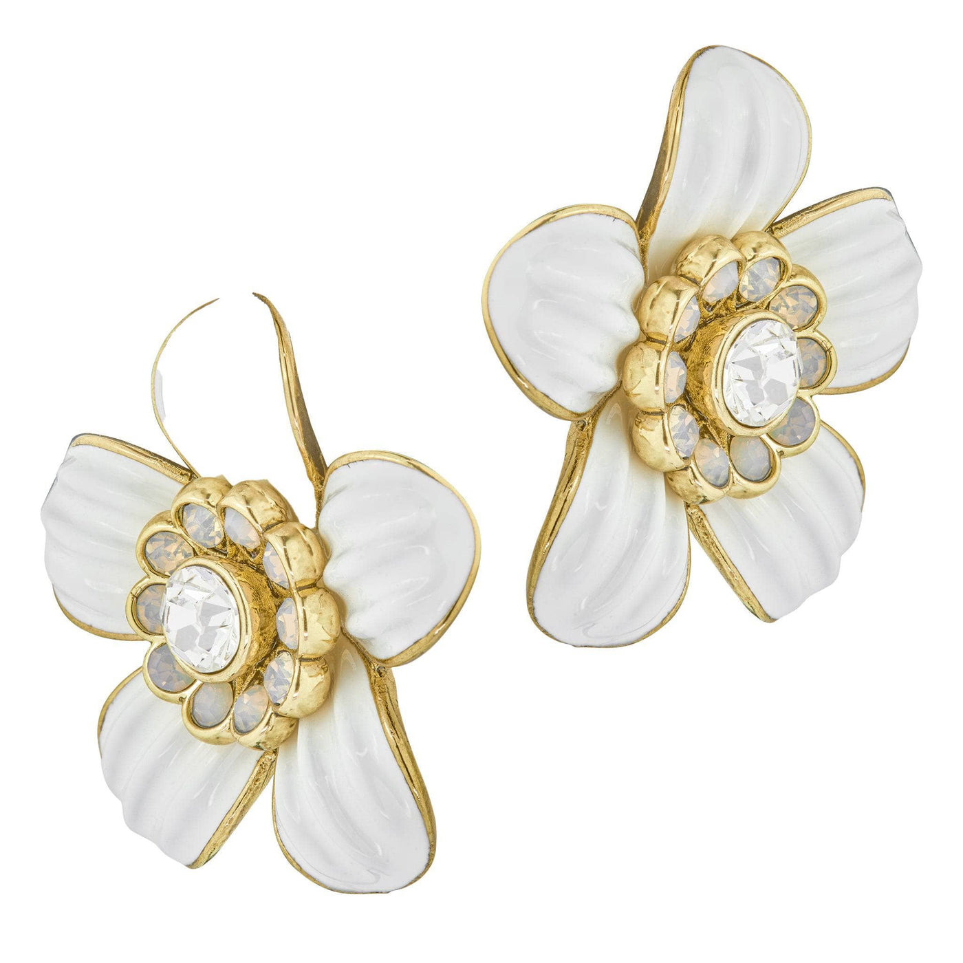 HEIDI DAUS®"Flower Super Power" Crystal & Enamel Floral Button Earrings