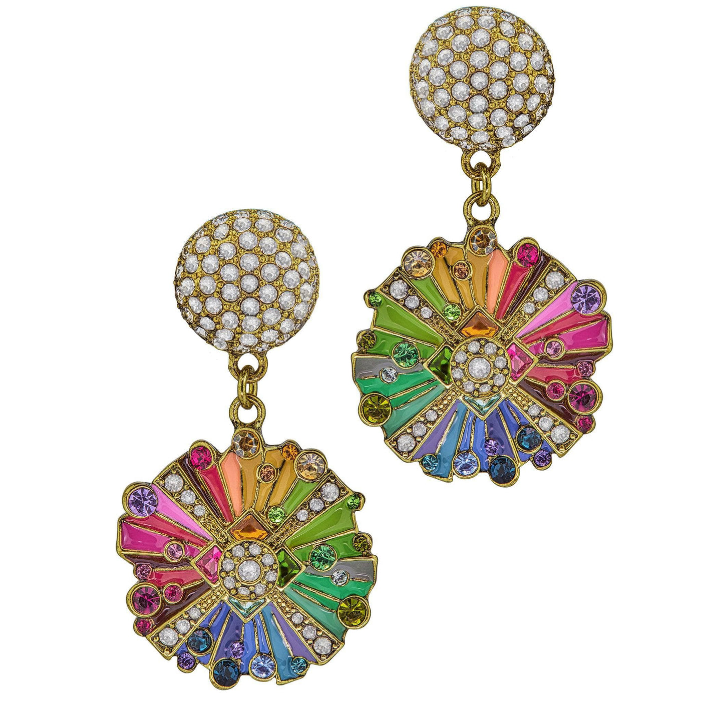 HEIDI DAUS®"Color Wheel" Crystal & Enamel Dangle Earrings