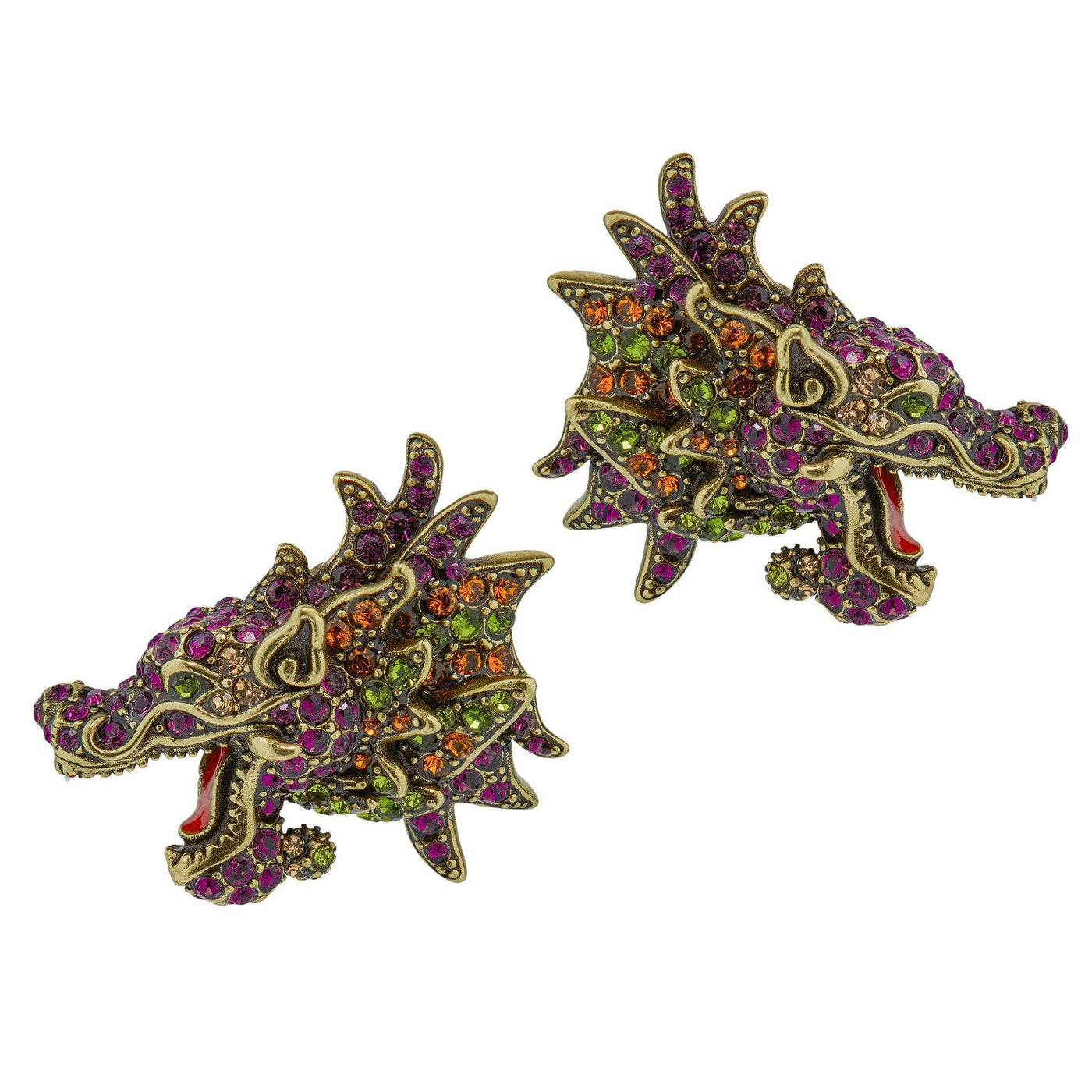 HEIDI DAUS®"Mystical Dragon" Crystal & Enamel Dragon Button Earrings
