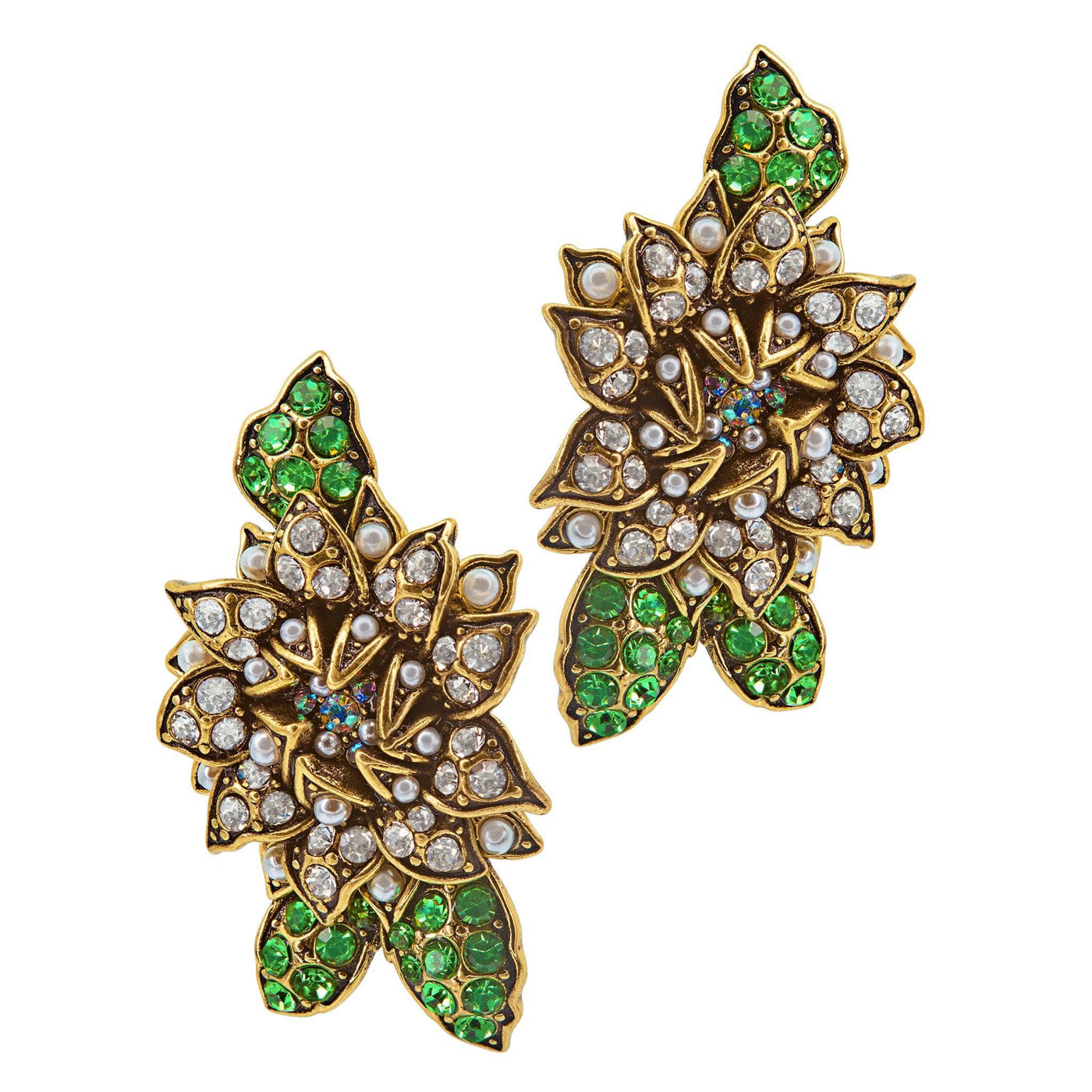 HEIDI DAUS®"Late Bloomer" Beaded Crystal Flower Button Earrings