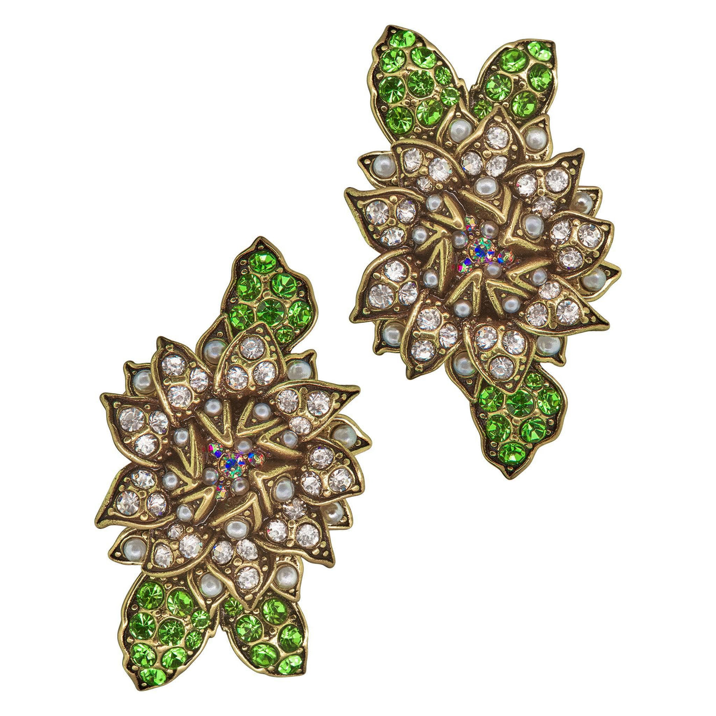 HEIDI DAUS®"Late Bloomer" Beaded Crystal Flower Button Earrings