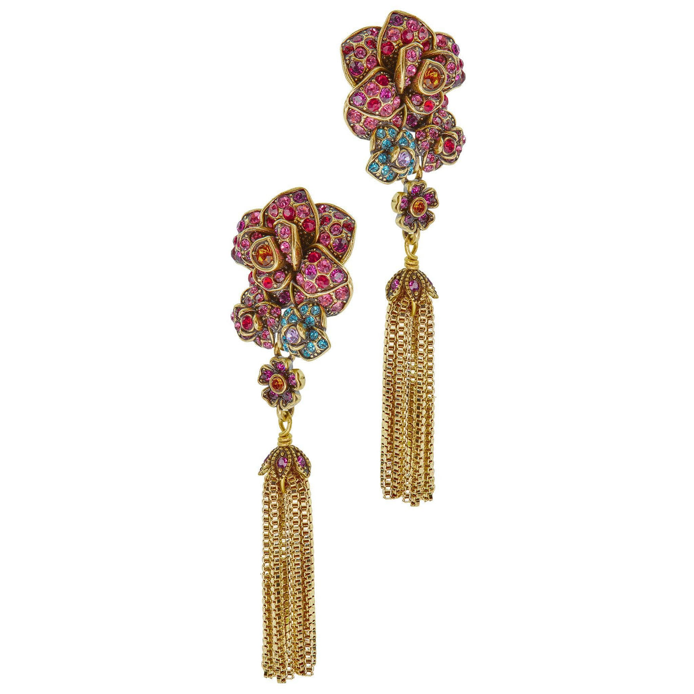 Heidi Daus®"Unicorn Queen" Crystal Tassel Floral Dangle Earrings
