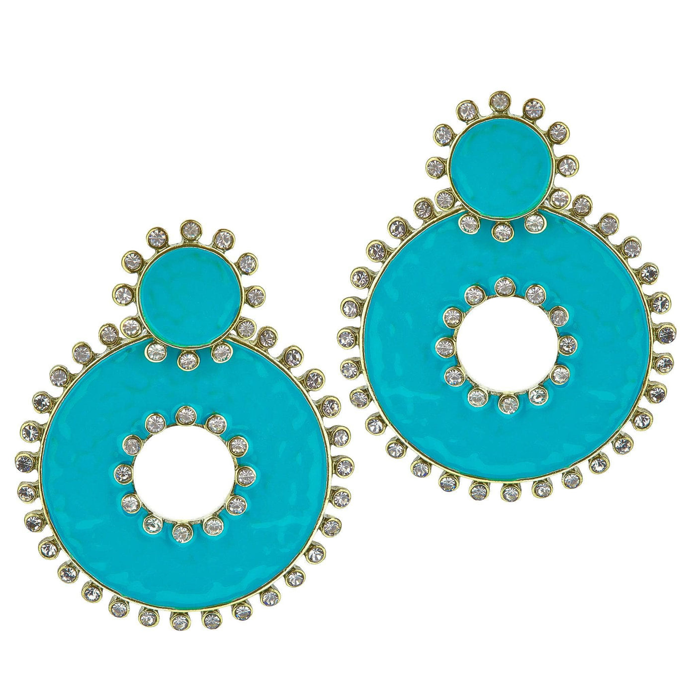 Heidi Daus®"Hammered Disc" Enamel  & Crystal Dangle Earrings