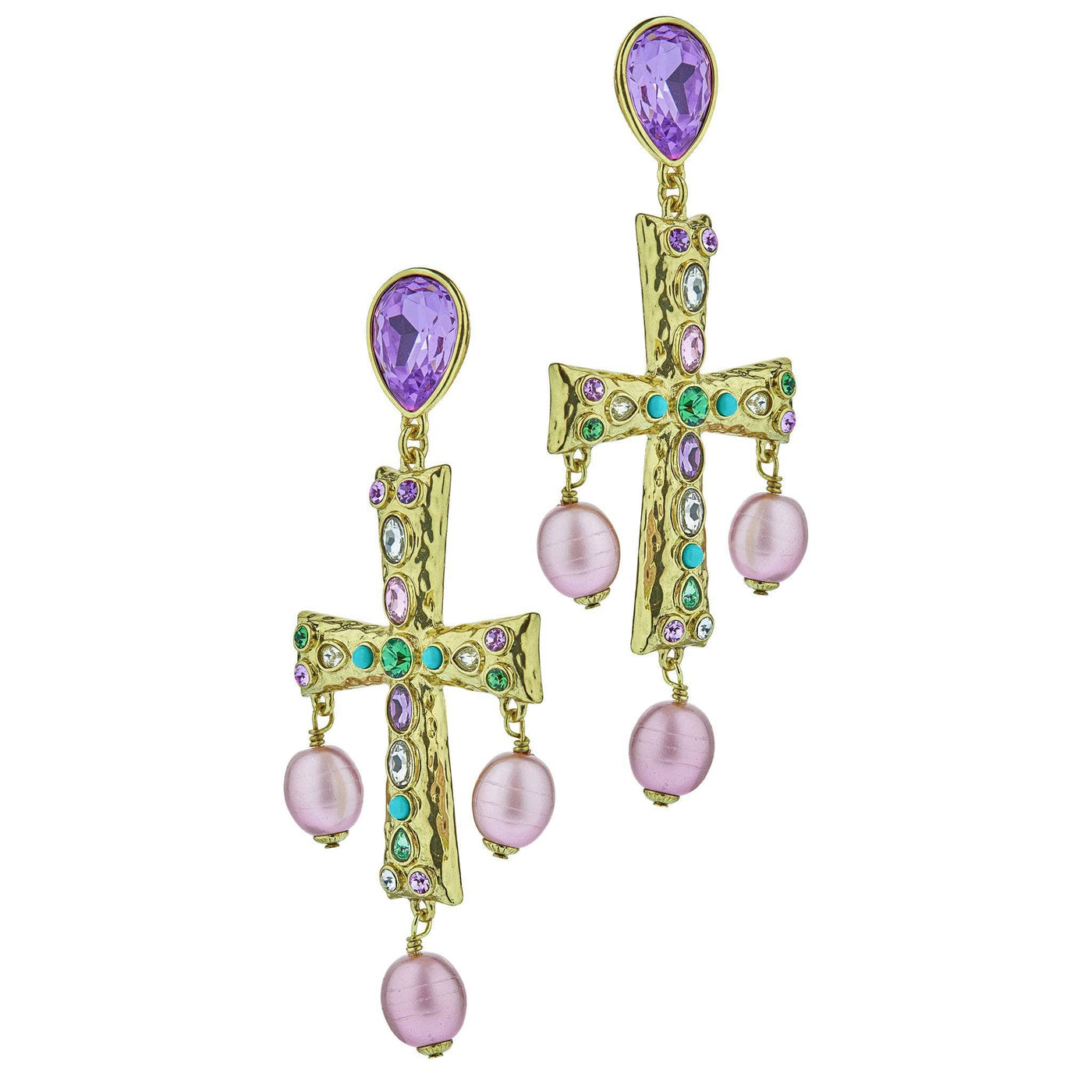 HEIDI DAUS®"Grand Cross" Beaded Crystal Cross Dangle Earrings