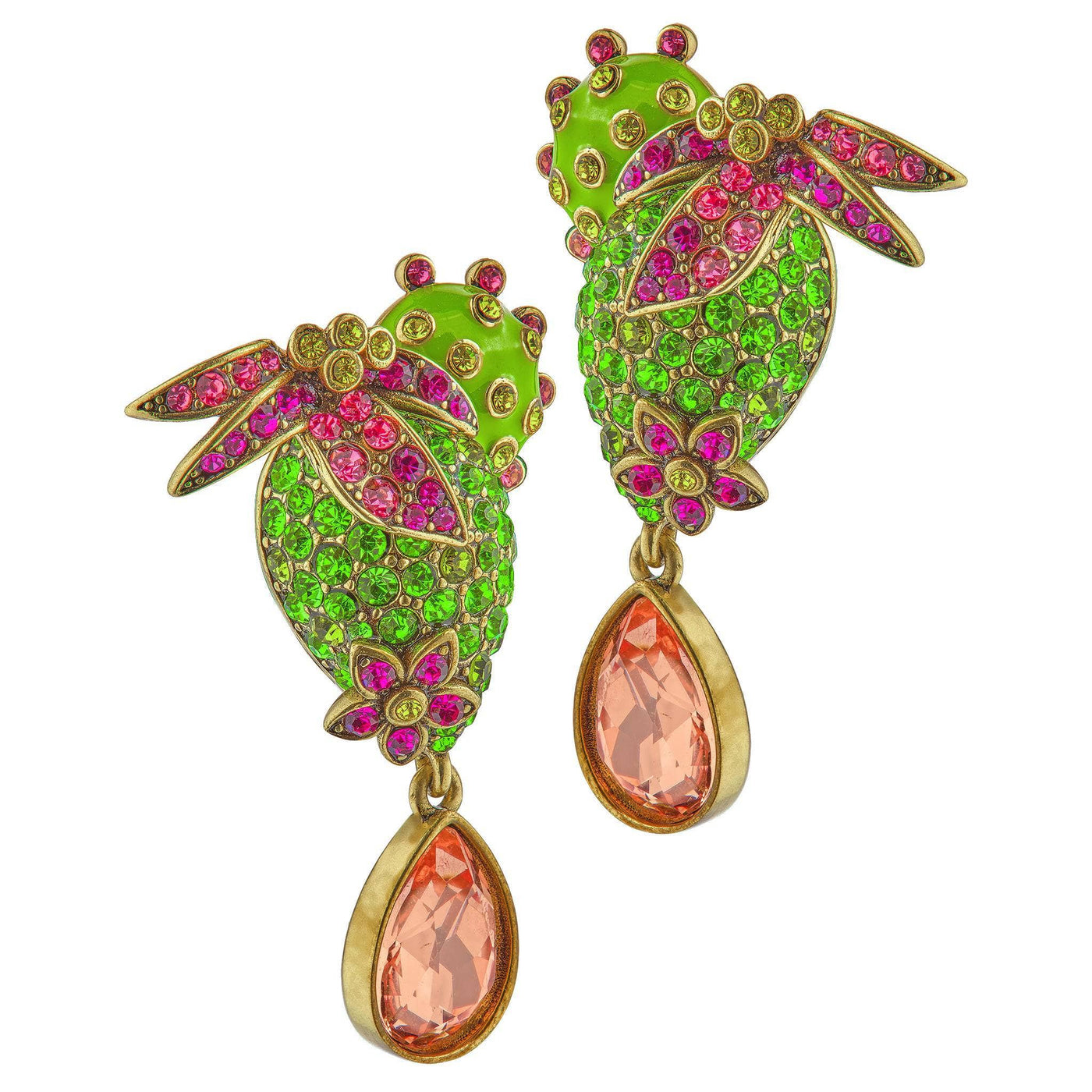 HEIDI DAUS® "Pretty Prickly Pear" Enamel & Crystal Cactus  Dangle Earrings