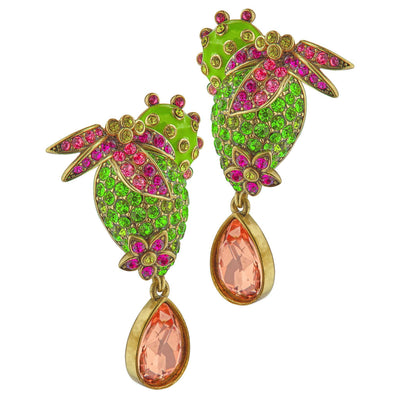 HEIDI DAUS® "Pretty Prickly Pear" Enamel & Crystal Cactus  Dangle Earrings