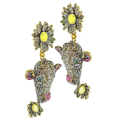 HEIDI DAUS®"Miss Daisy" Crystal Floral Cow Earrings