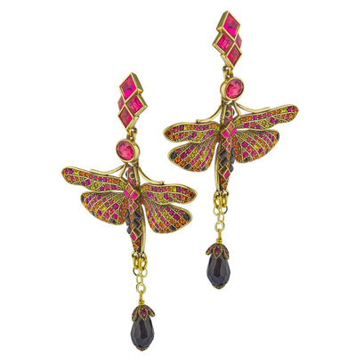 HEIDI DAUS® "Dramatic Demoiselle" Beaded Crystal Dragonfly  Dangle Earrings