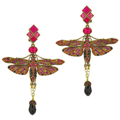 HEIDI DAUS® "Dramatic Demoiselle" Beaded Crystal Dragonfly  Dangle Earrings