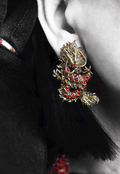 Heidi Daus®"Empress of the Flame" Crystal Dragon Earrings