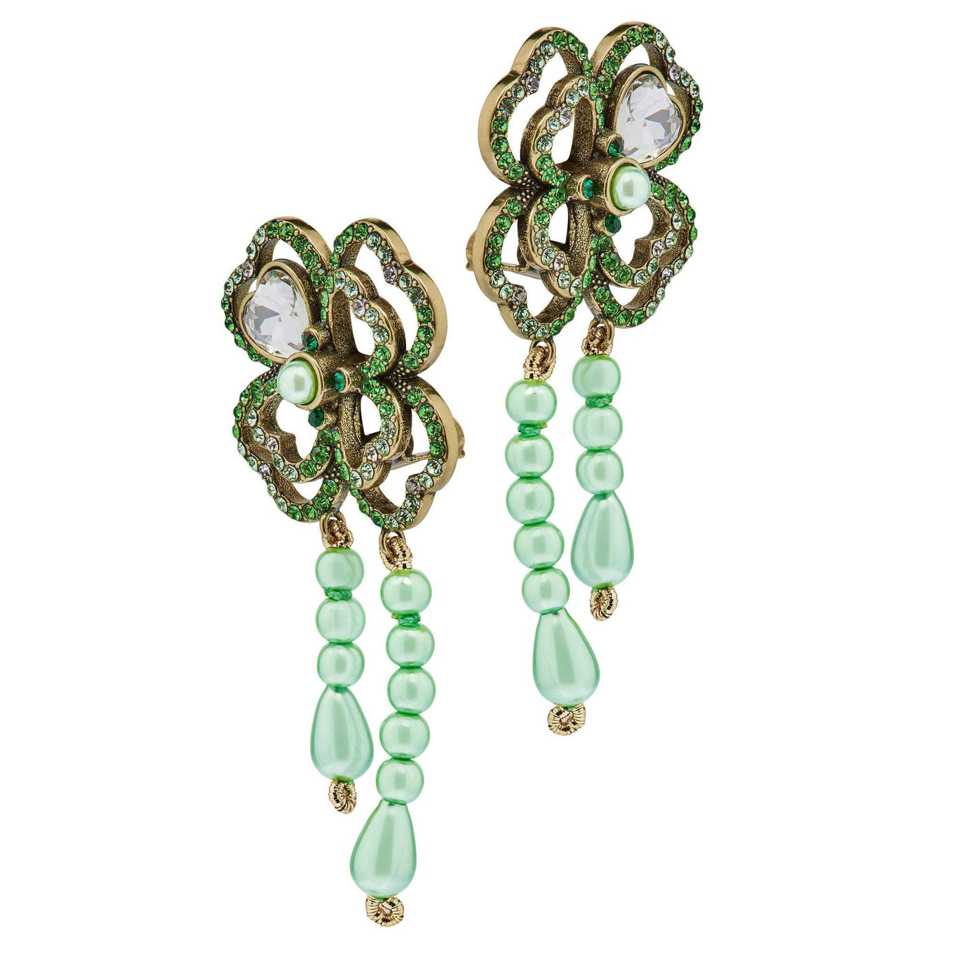 HEIDI DAUS®"Clover Bouquet" Beaded Crystal Clover Dangle Earrings