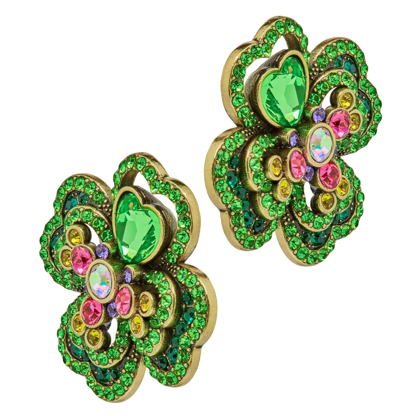 HEIDI DAUS®"Sparkling Clover" Crystal Clover Button Earrings
