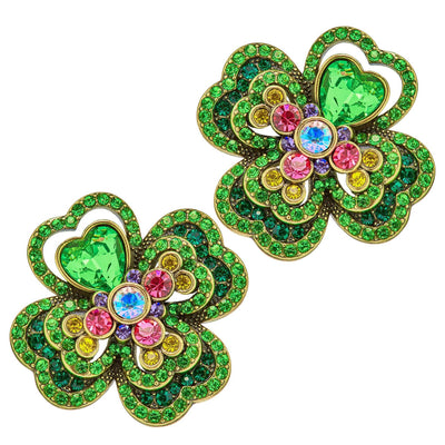 HEIDI DAUS®"Sparkling Clover" Crystal Clover Button Earrings