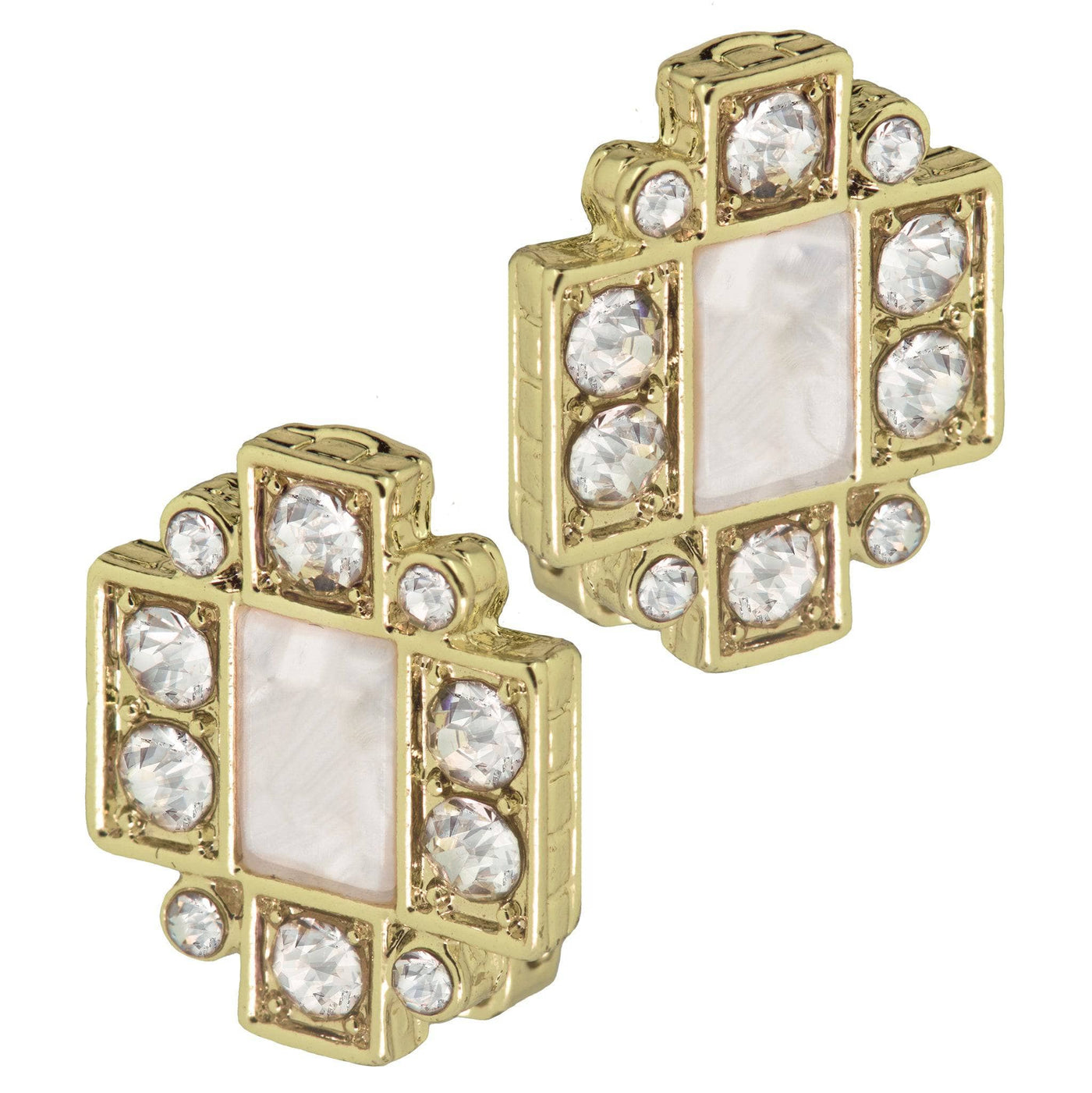 Heidi Daus®"Deco Delight" Crystal Mother-of-Pearl Button Earrings