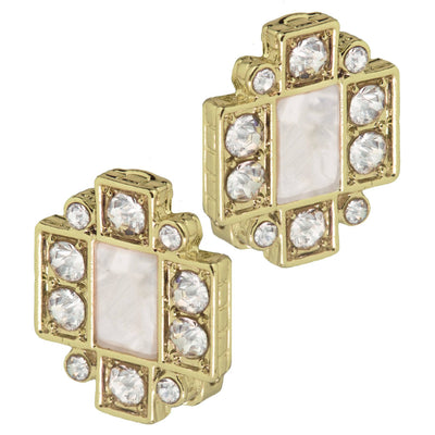 Heidi Daus®"Deco Delight" Crystal Mother-of-Pearl Button Earrings