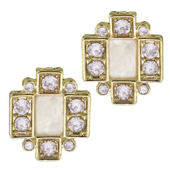Heidi Daus®"Deco Delight" Crystal Mother-of-Pearl Button Earrings HEIDI DAUS®