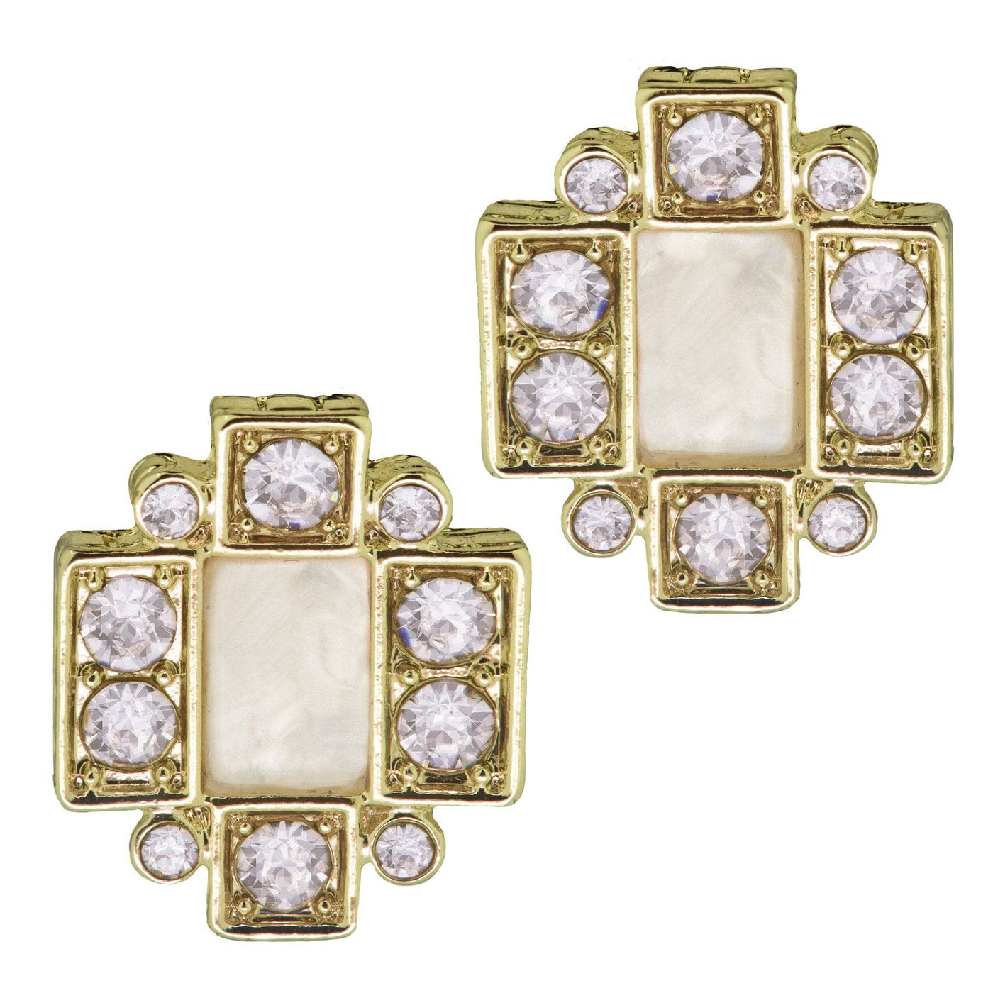 Heidi Daus®"Deco Delight" Crystal Mother-of-Pearl Button Earrings