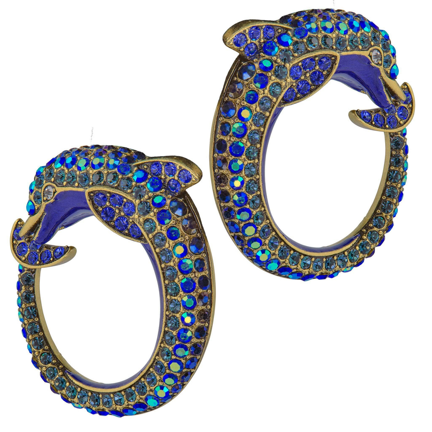 Heidi Daus®"Playful Porpoise" Crystal & Enamel Dolphin Button Earrings