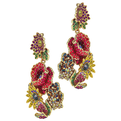 ¨Wildflower Garden"  Crystal & Enamel Floral Dangle Earrings by Heidi Daus