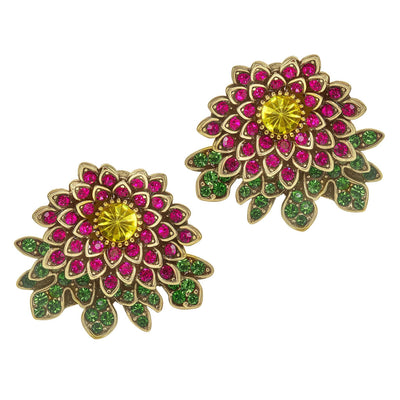 Heidi Daus®"Wildflower Garden" Crystal Aster Button Earrings